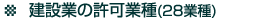建設業の許可業種(28業種)